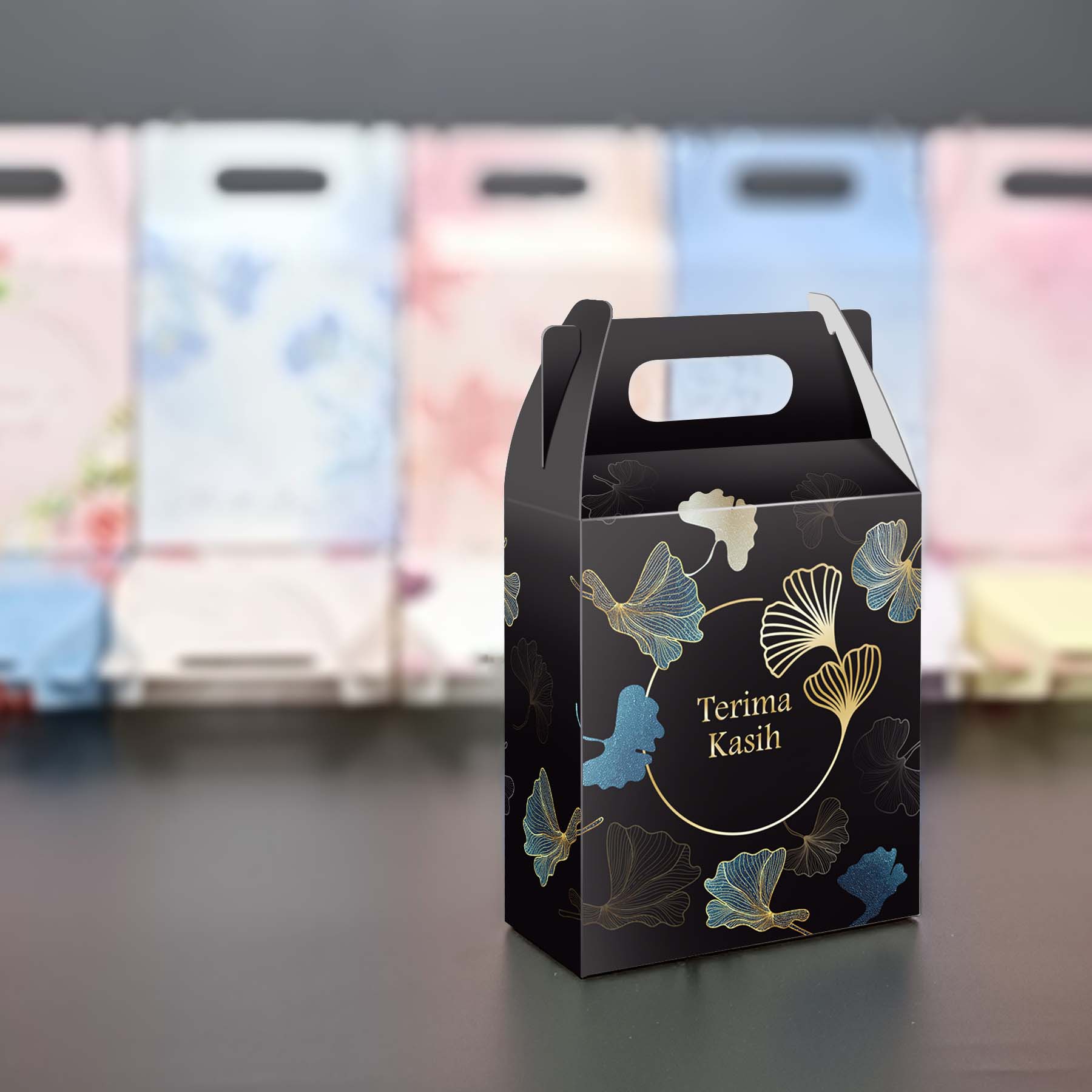 box kahwin hitam dengan perkataan terima kasih
